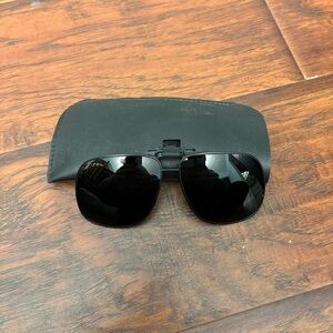 Vintage Clip-on Black Sunglasses with Case